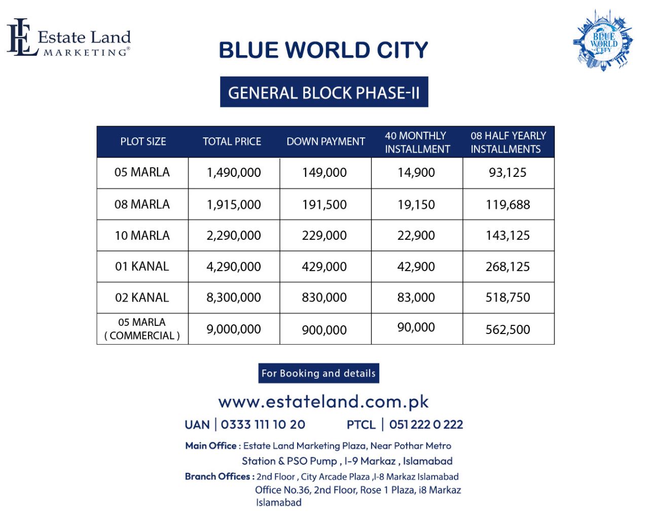 Blue World City General Block Phase 2 Payment Plan