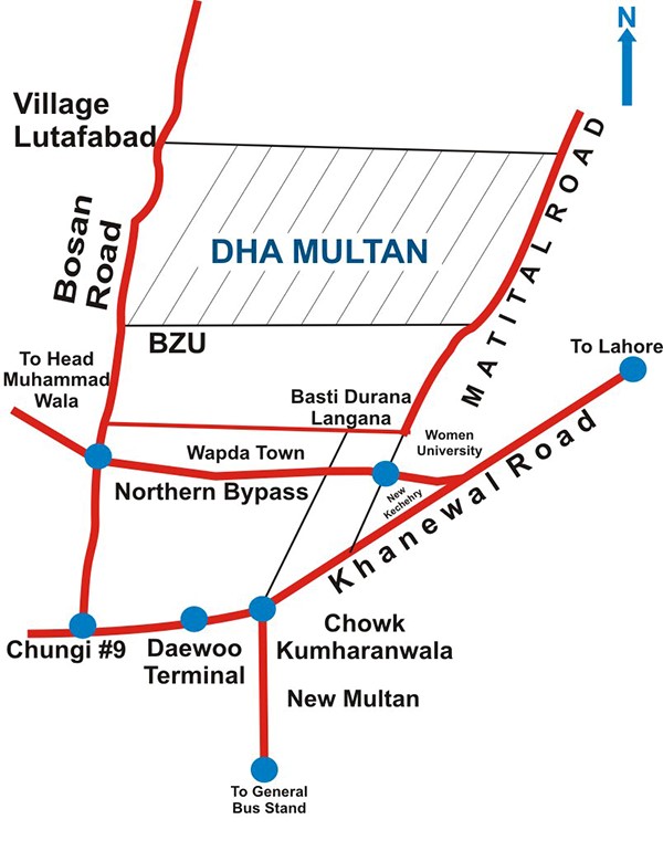 DHA Multan Location map