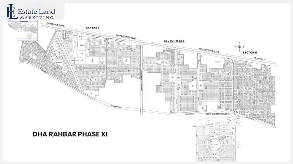 Phase 1 and 2 location map DHA Rahbar Lahore 