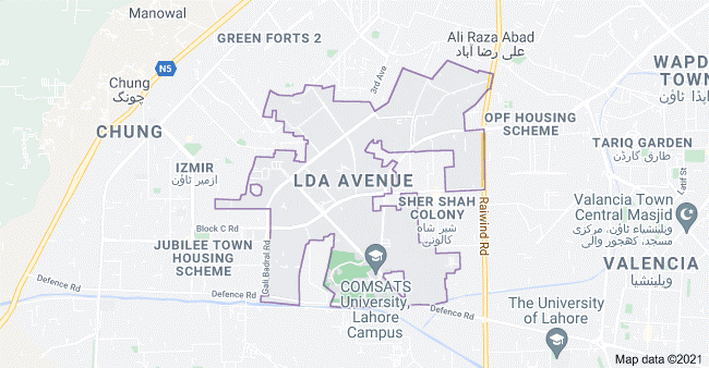 LDA Avenue Lahore location map