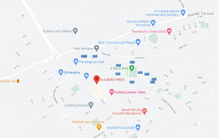 Gulberg Pride Islanabad location map