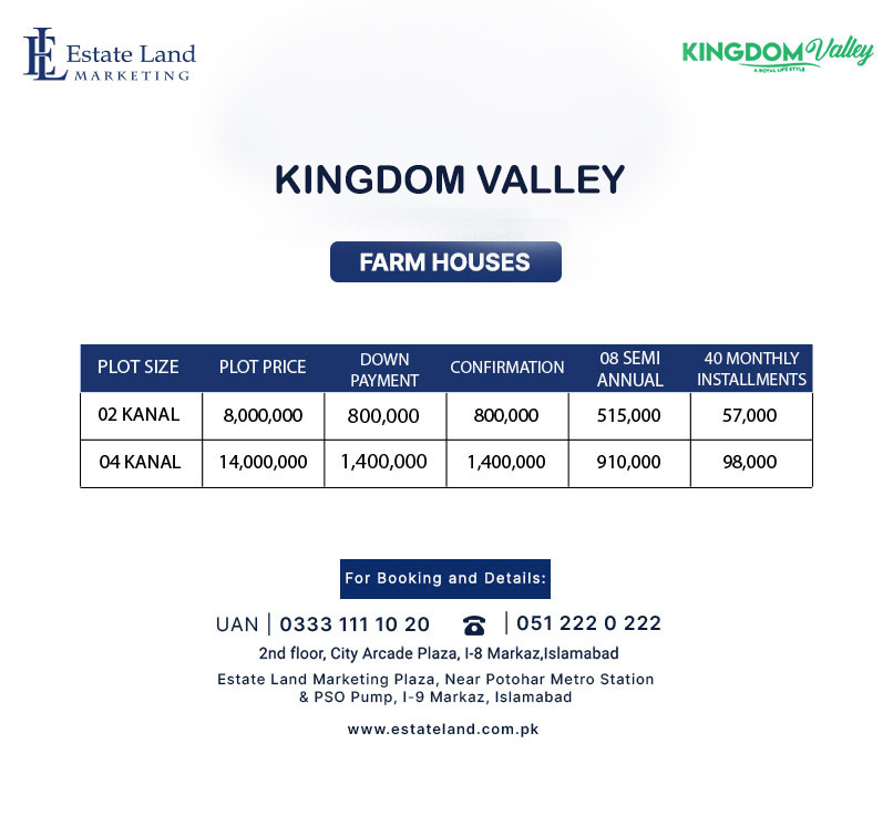 Kingdom Valley Farm Houses Payment Plan 2023