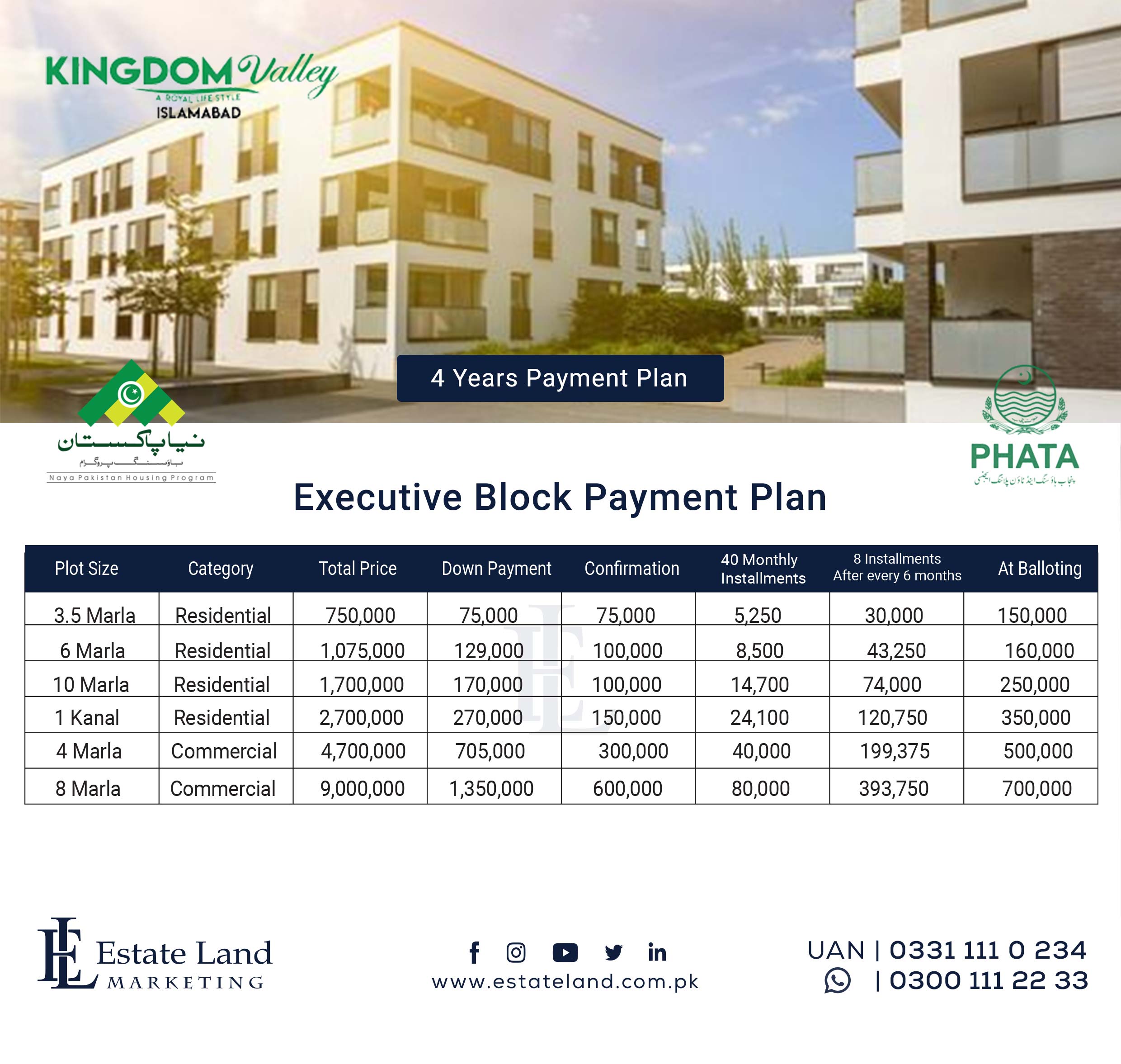 Executive Block Payment Plan of kingdom valley