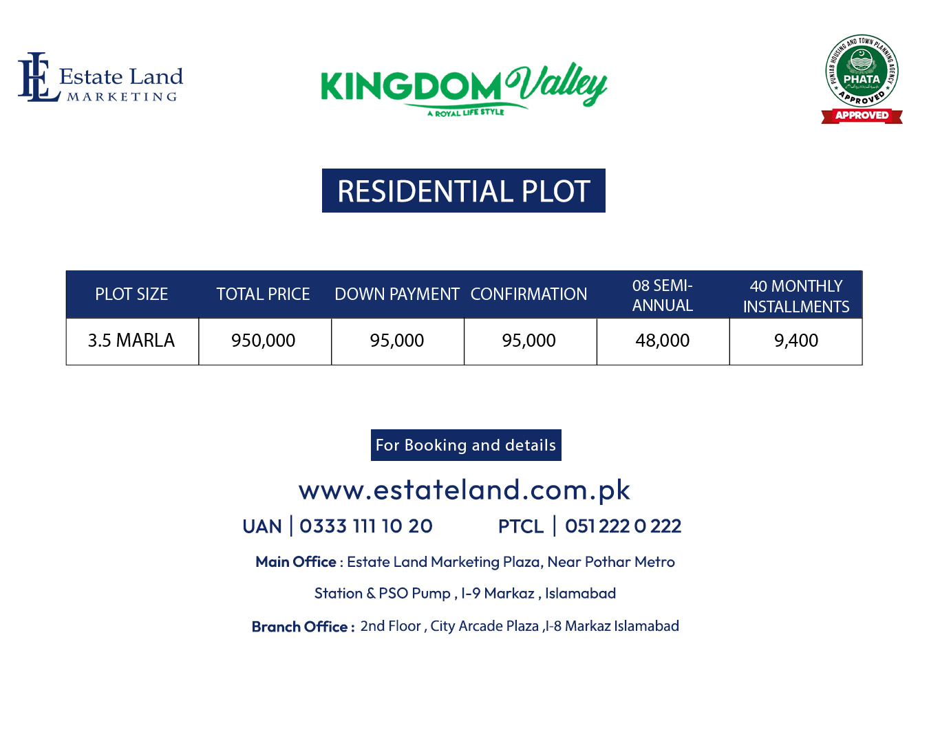 New 3.5 Marla Residential Payment Plan