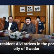 President Alvi arrives in the port city of Gwadar