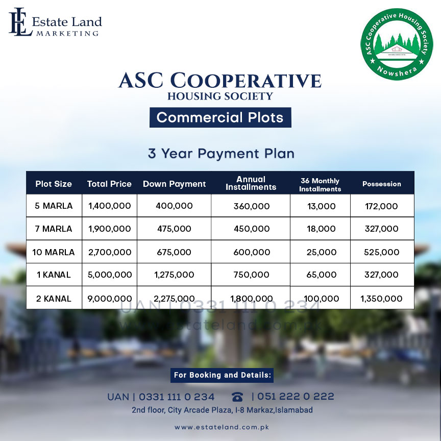 ASC Cooperative Housing Society payment plan