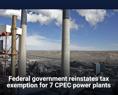 Federal government reinstates tax exemption for 7 CPEC power plants
