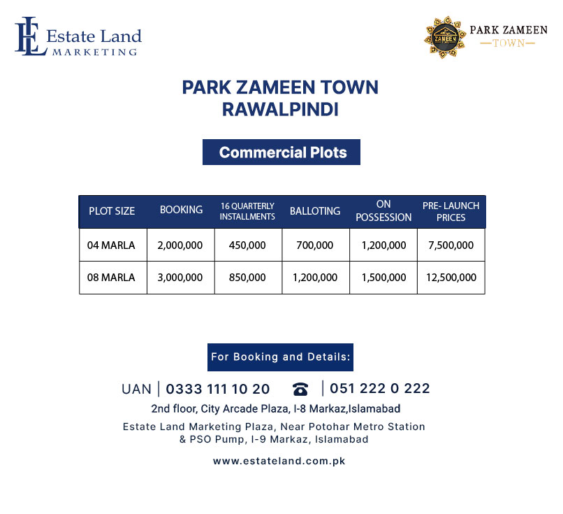 Park Zameen Town Rawalpindi commercial plot prices