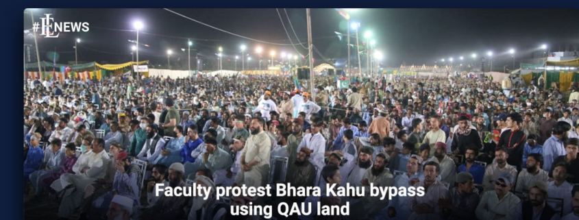 Faculty protest Bhara Kahu bypass using QAU land