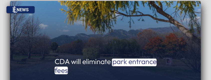 CDA will eliminate park entrance fees