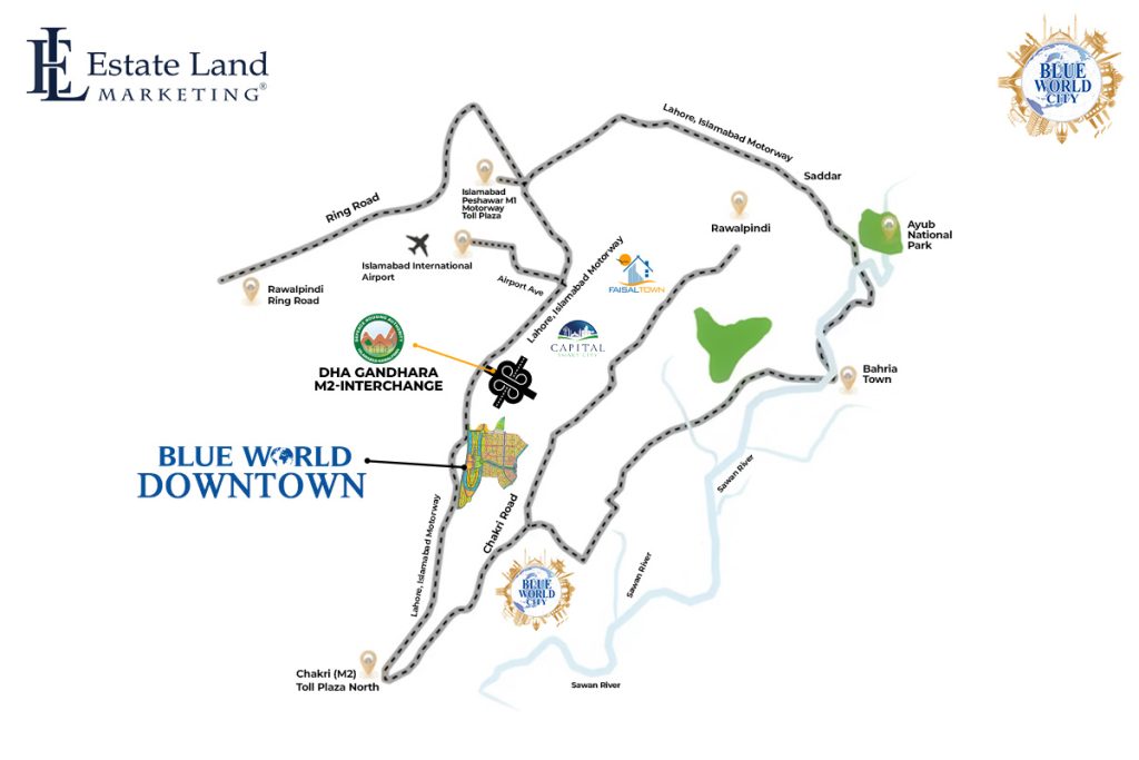 Blue World City Downtown Location Map
