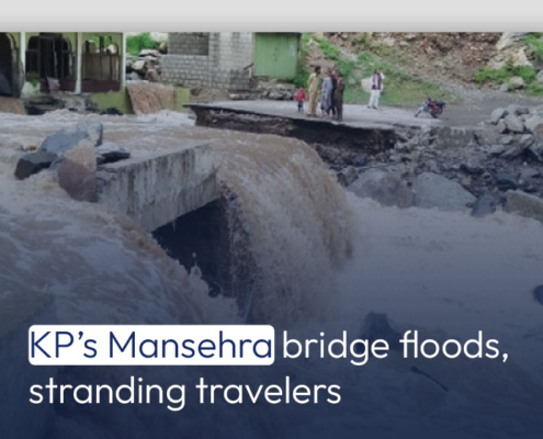 KP's Mansehra bridge floods, stranding travelers