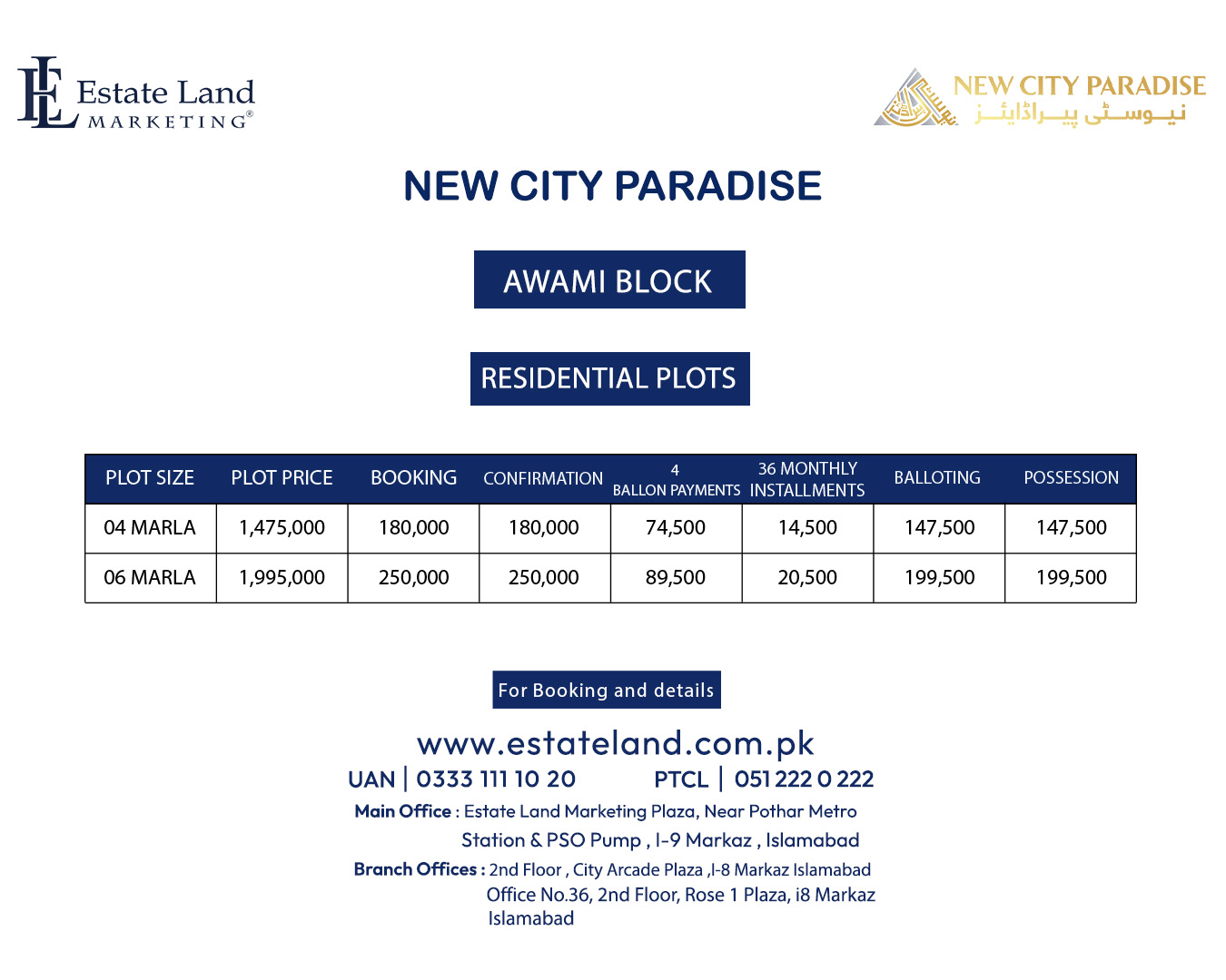 New City Paradise Awami Block payment plan