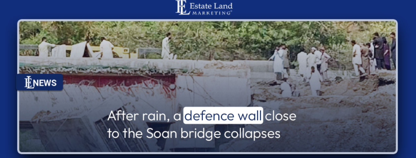 After rain, a defence wall close to the Soan bridge collapses