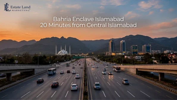 an images showing that Bahria Enclave in only 20 minutes away from the Islamabad